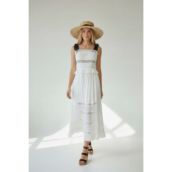 TED BAKER Dresses & Skirts - Ted Baker London Promis Eyelet Inset White Midi Dress Size 2 / US Size Small NWT